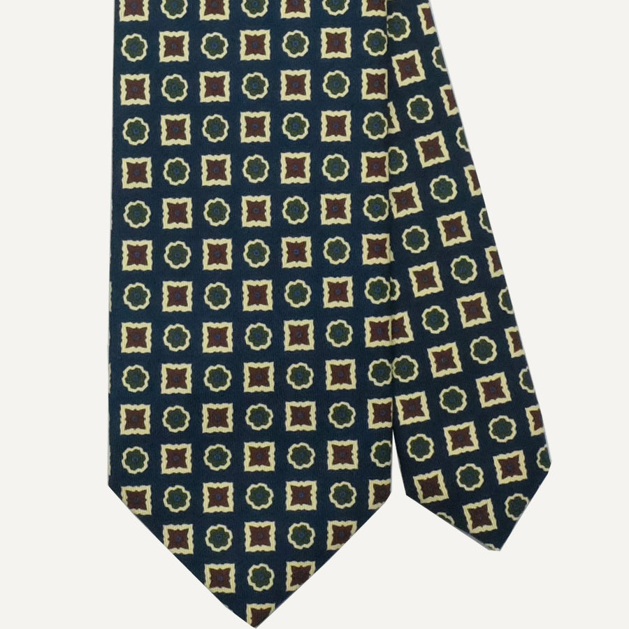 Navy Foulard Ancient Madder Tie
