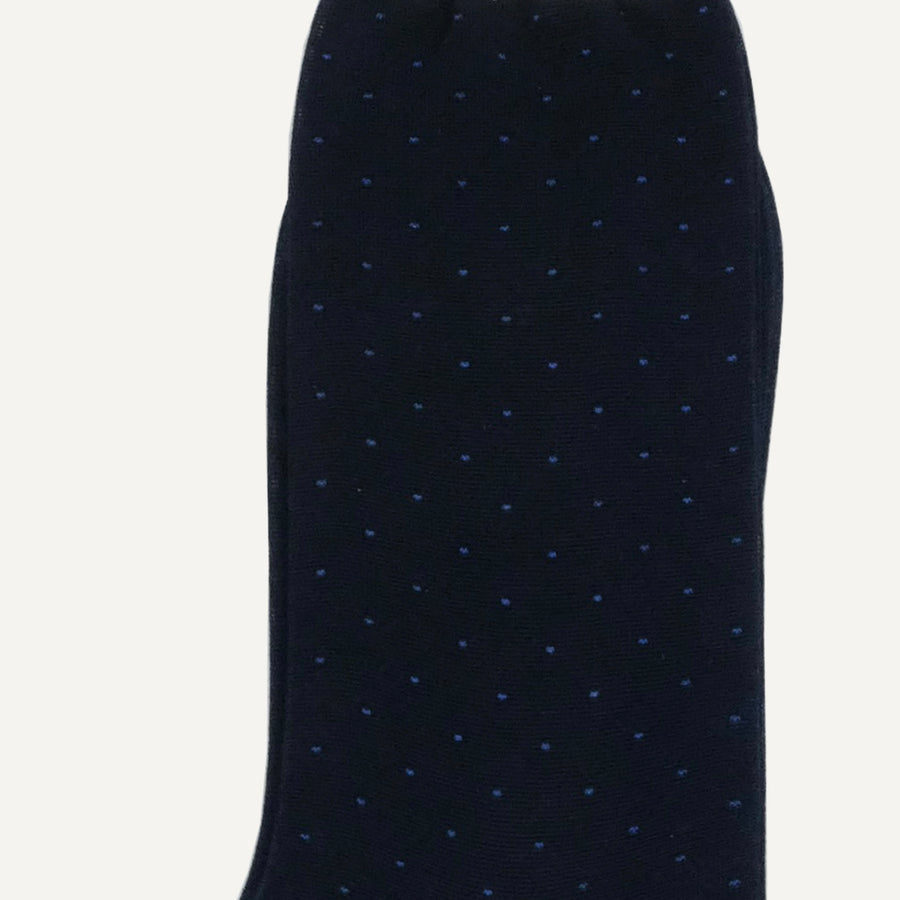 Navy Pin Dot Mid-Calf Sock