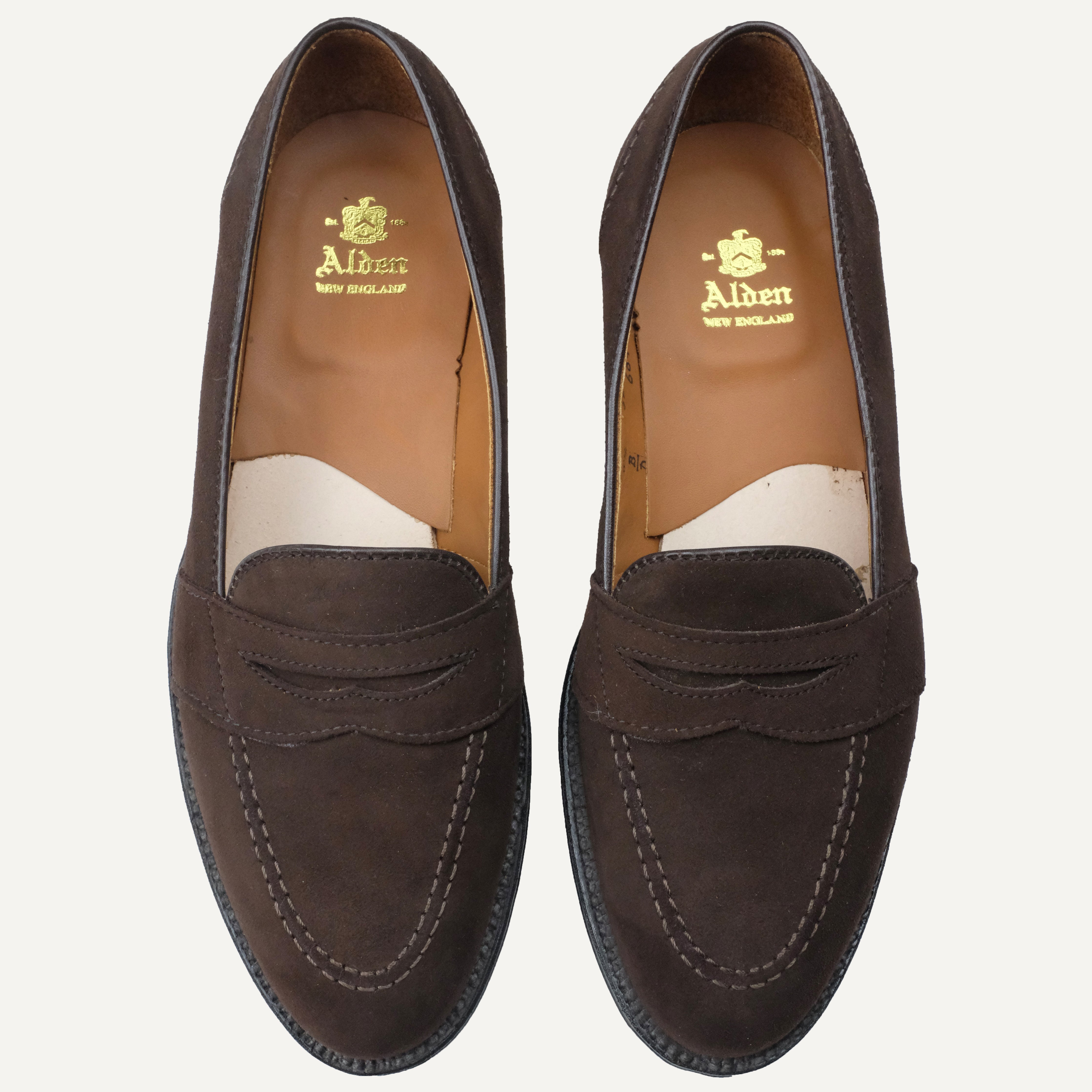 Alden for Junior's - Mocha Kid Suede Full Strap Penny Loafer