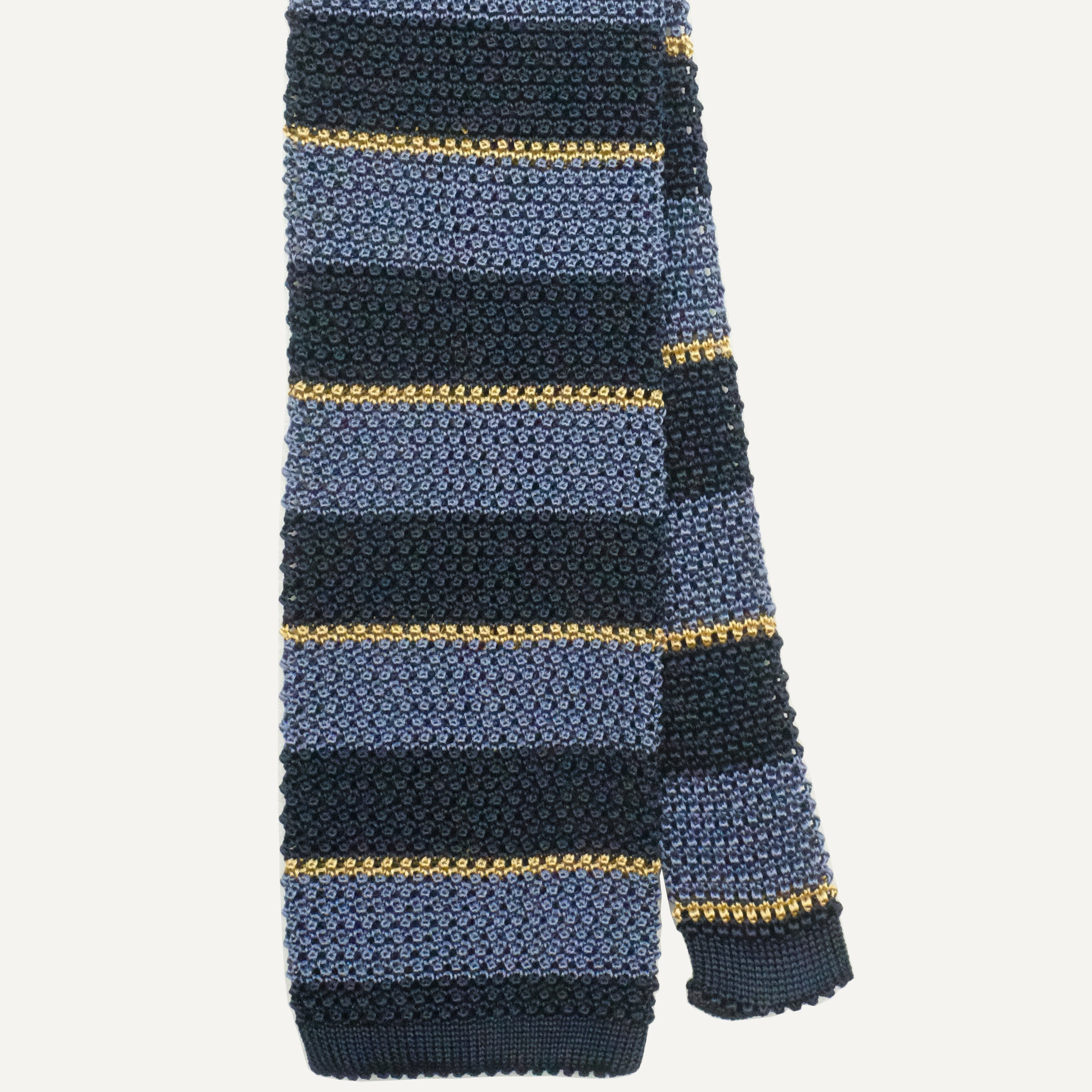 Blue & Navy Stripe Silk Knit Tie