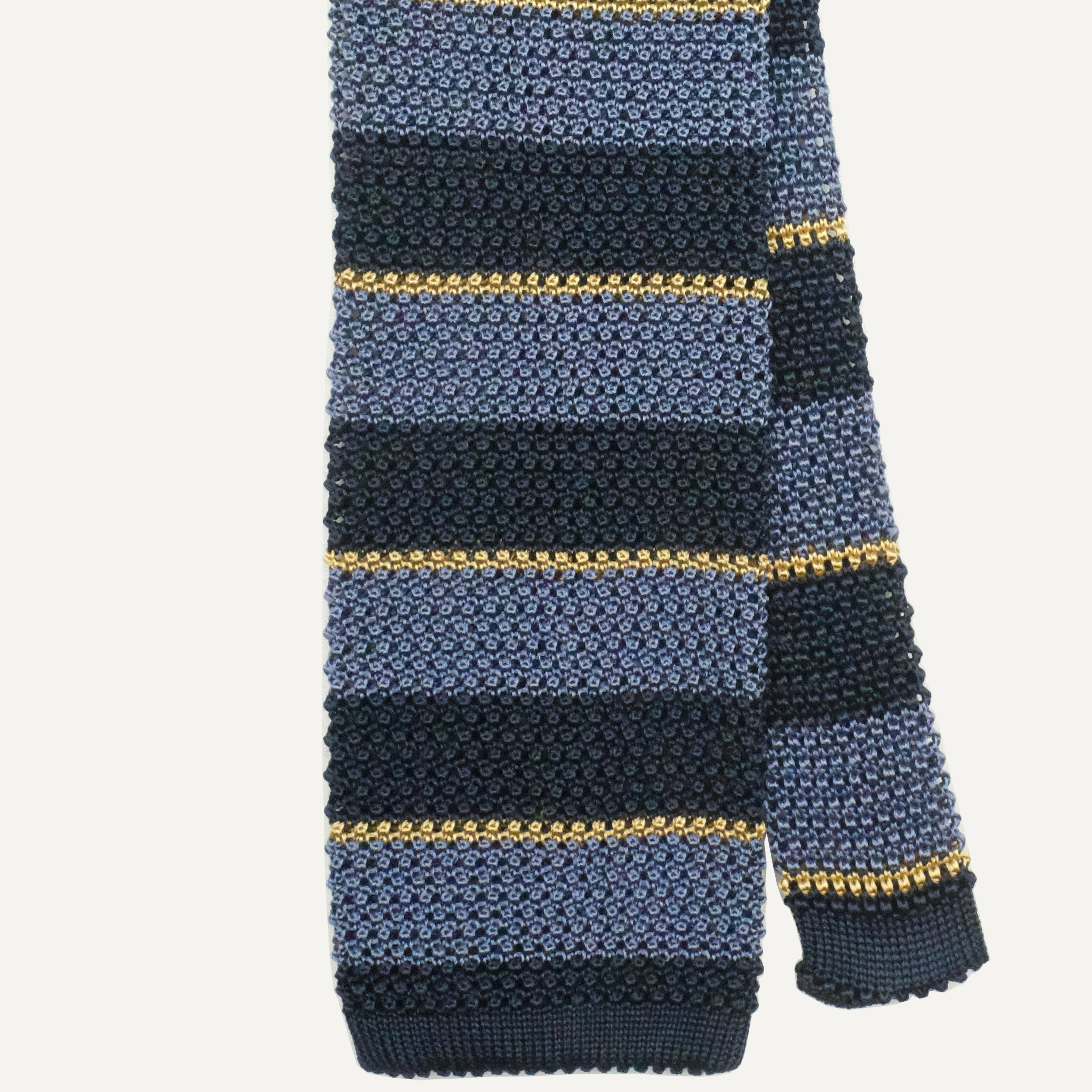 Blue & Navy Stripe Silk Knit Tie