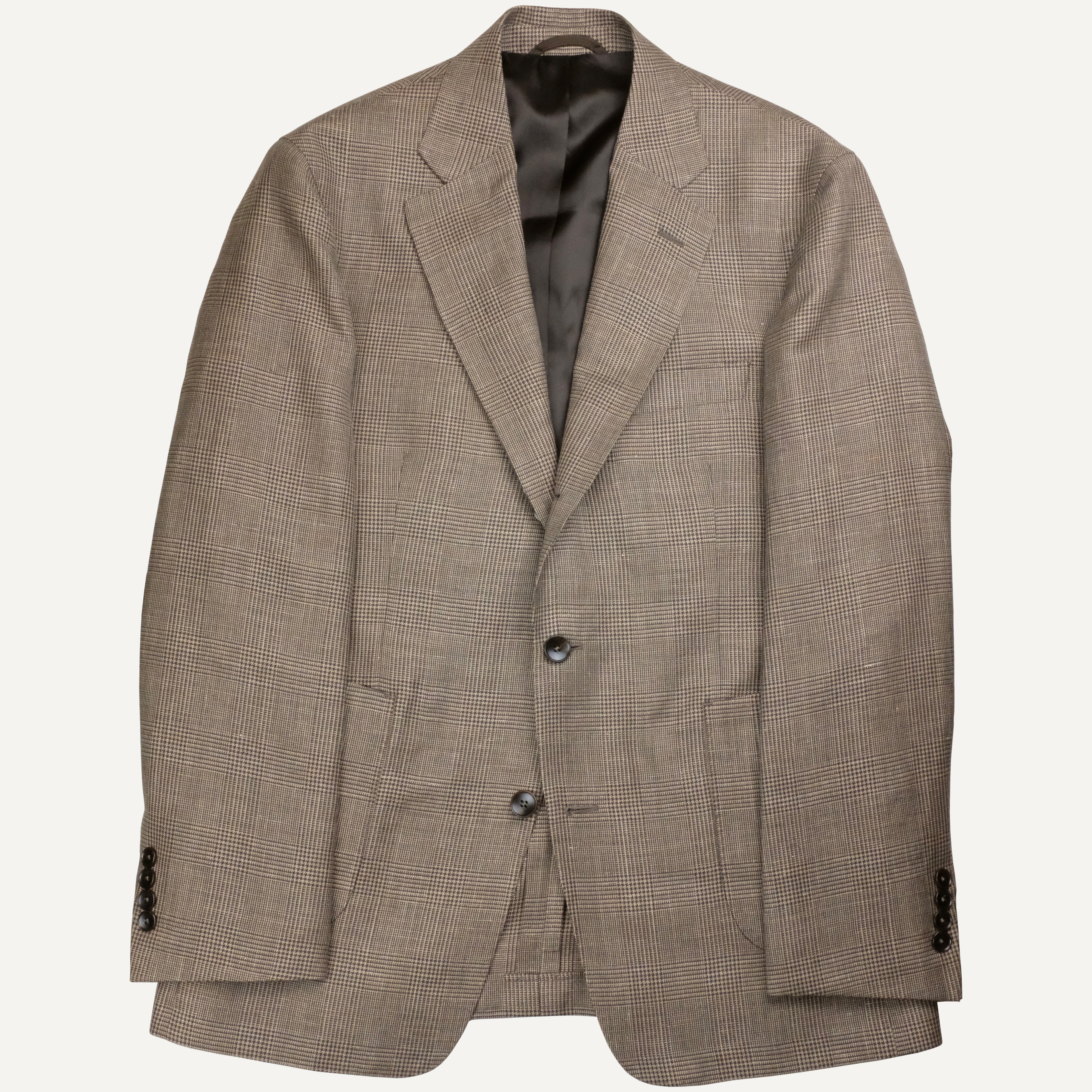 Brown Glen Plaid Wool & Linen Sport Coat