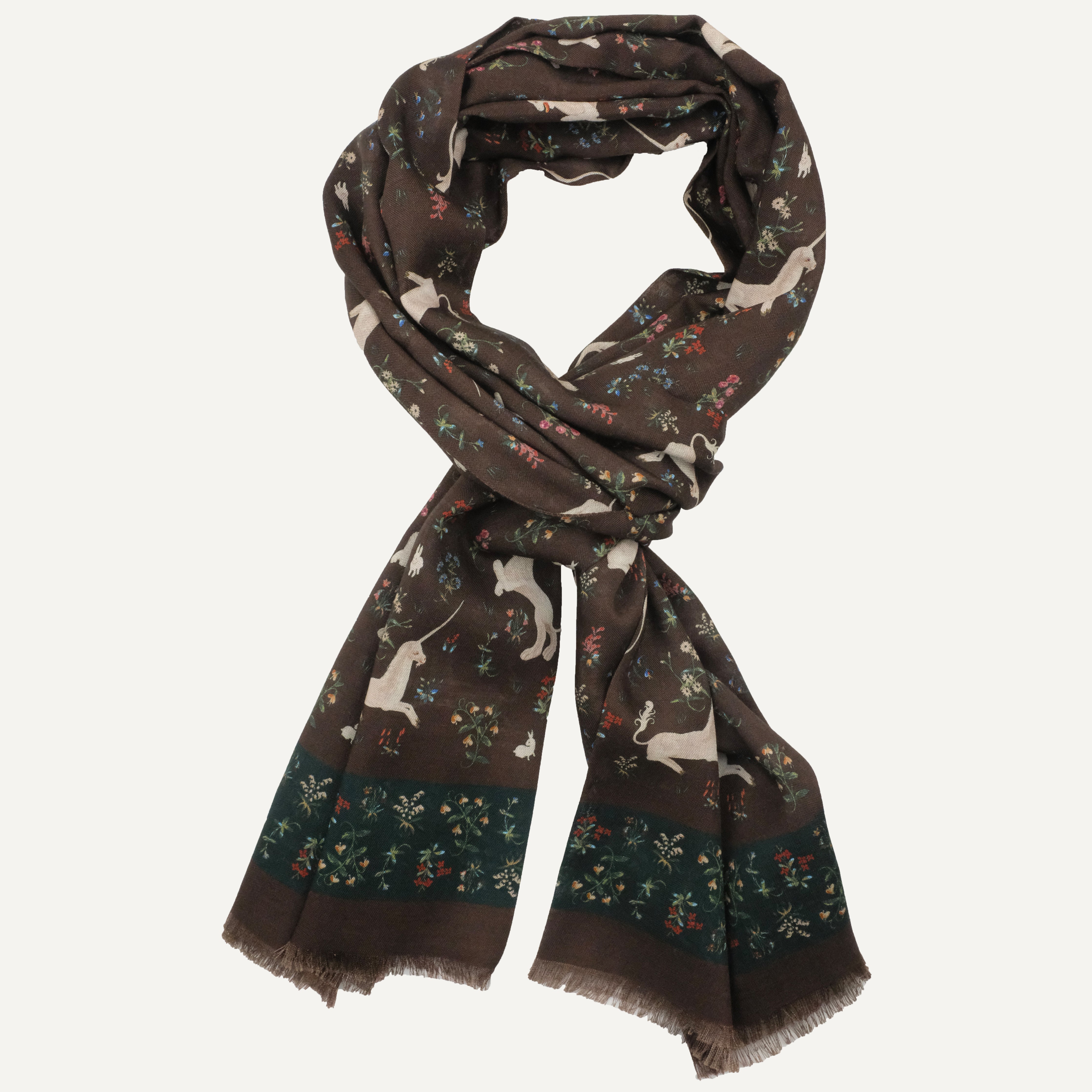 Brown Mughal Print Scarf