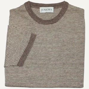 Brown & Beige Stripe Linen Tee Shirt