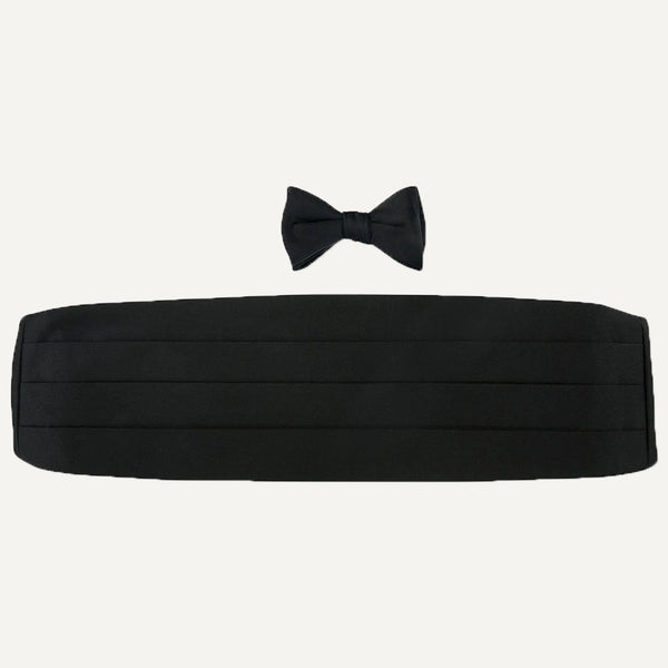Black Satin Bow Tie & Cummerbund Set Junior's