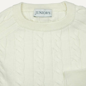 Cream Wool & Cashmere Cable Crewneck Sweater