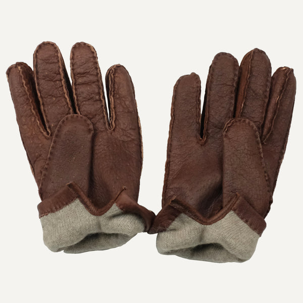 Brown Peccary Leather Gloves - Junior's