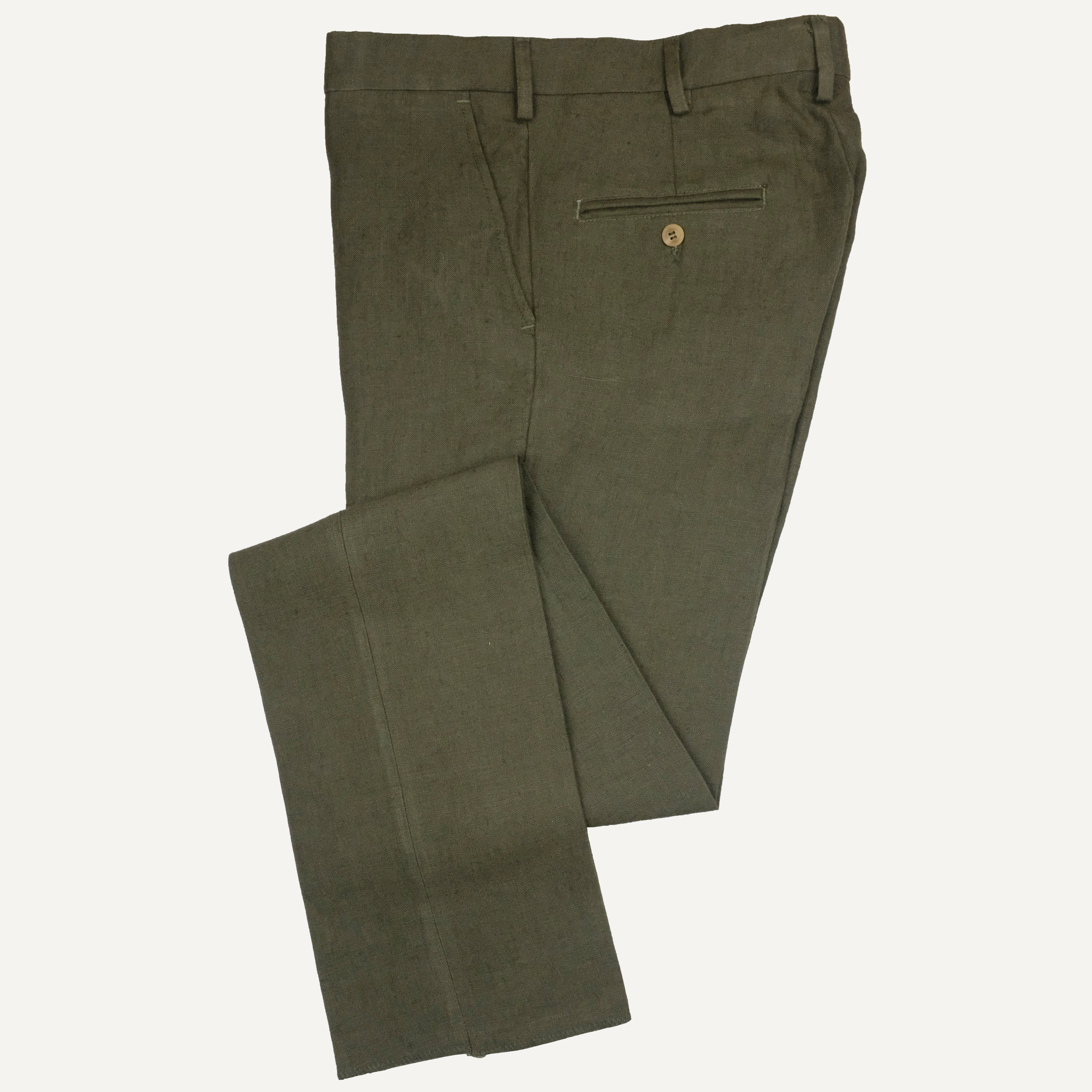Dark Olive Linen Trouser