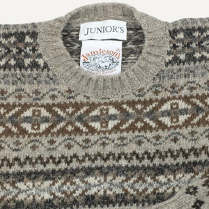 Tan & Brown Fair Isle Shetland Crewneck Sweater