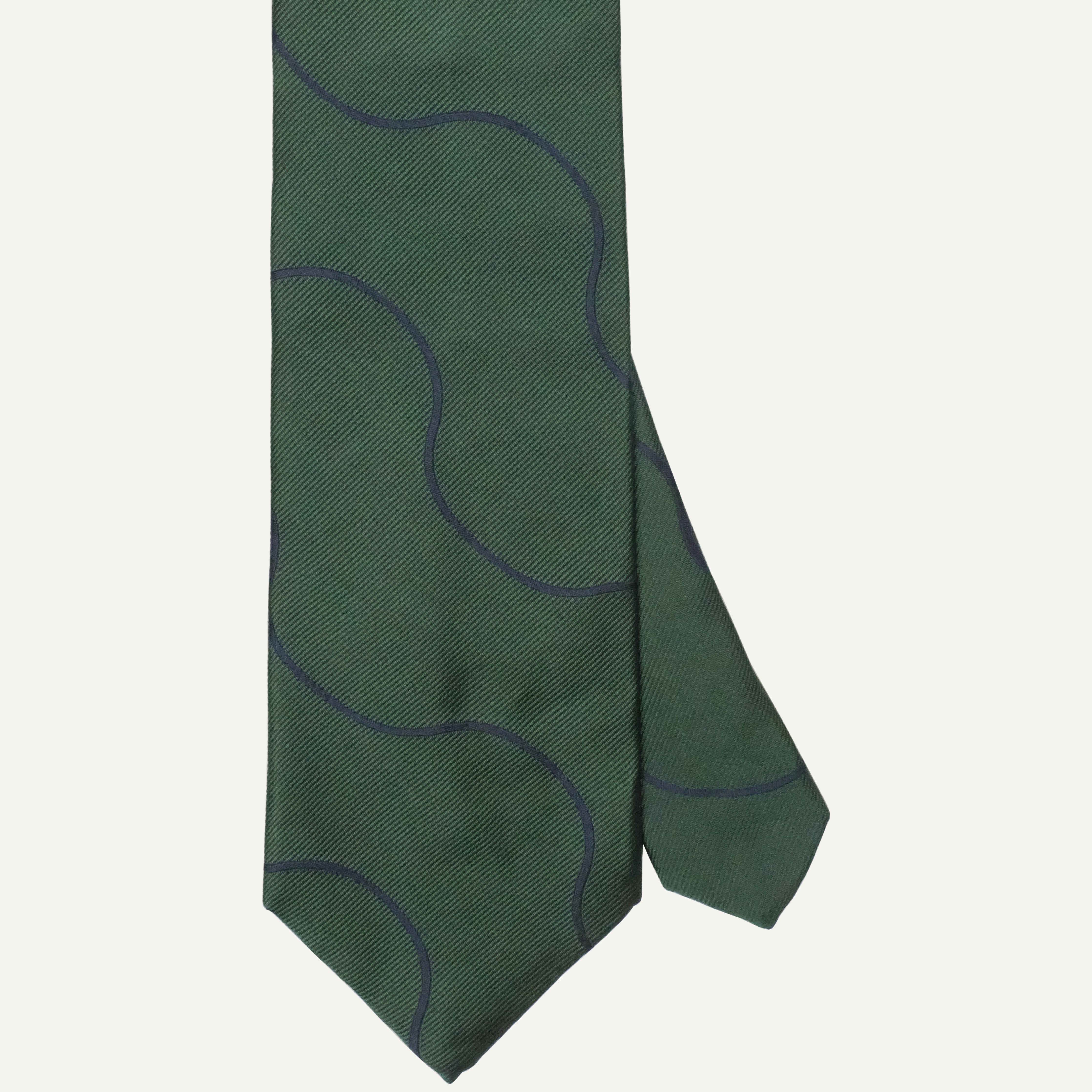Dark Green Curved Stripe Tie