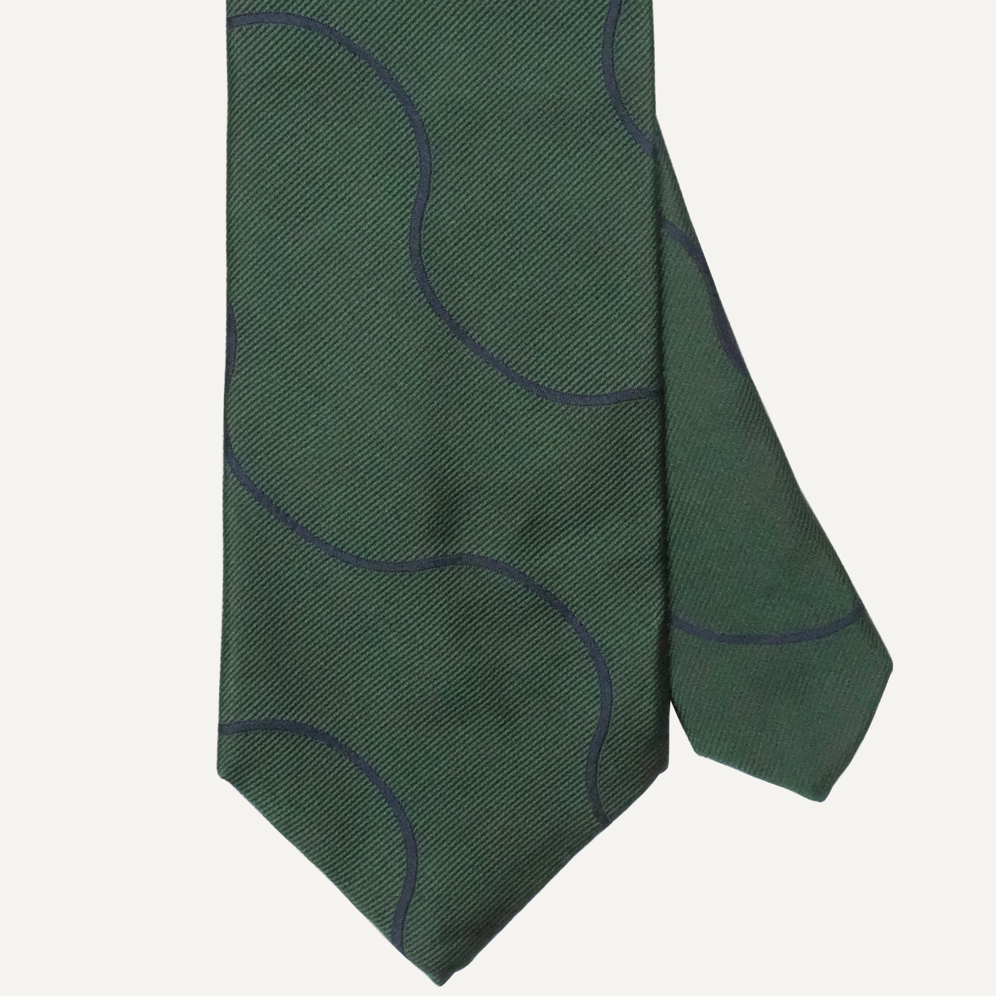 Dark Green Curved Stripe Tie