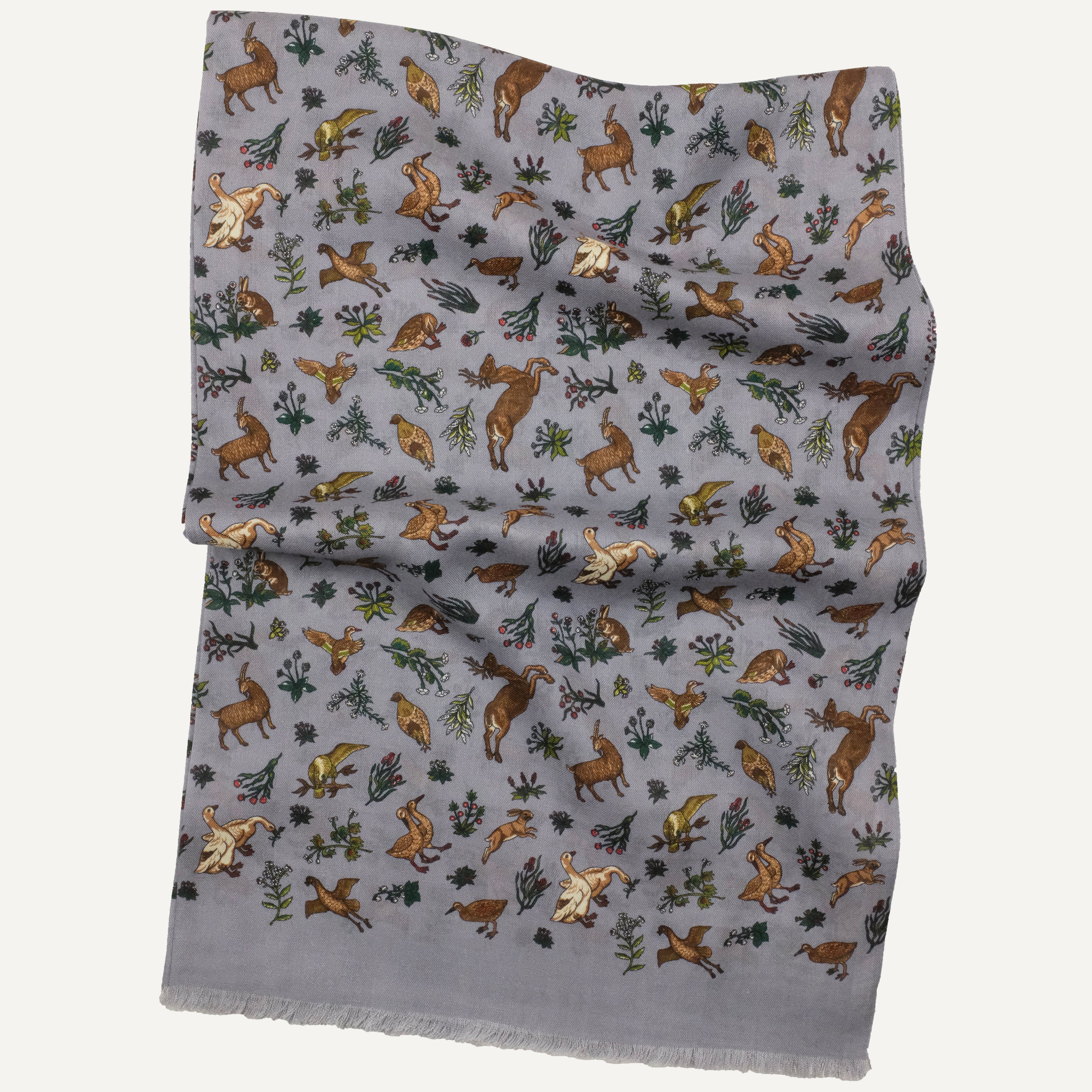 Grey Fowl Print Scarf