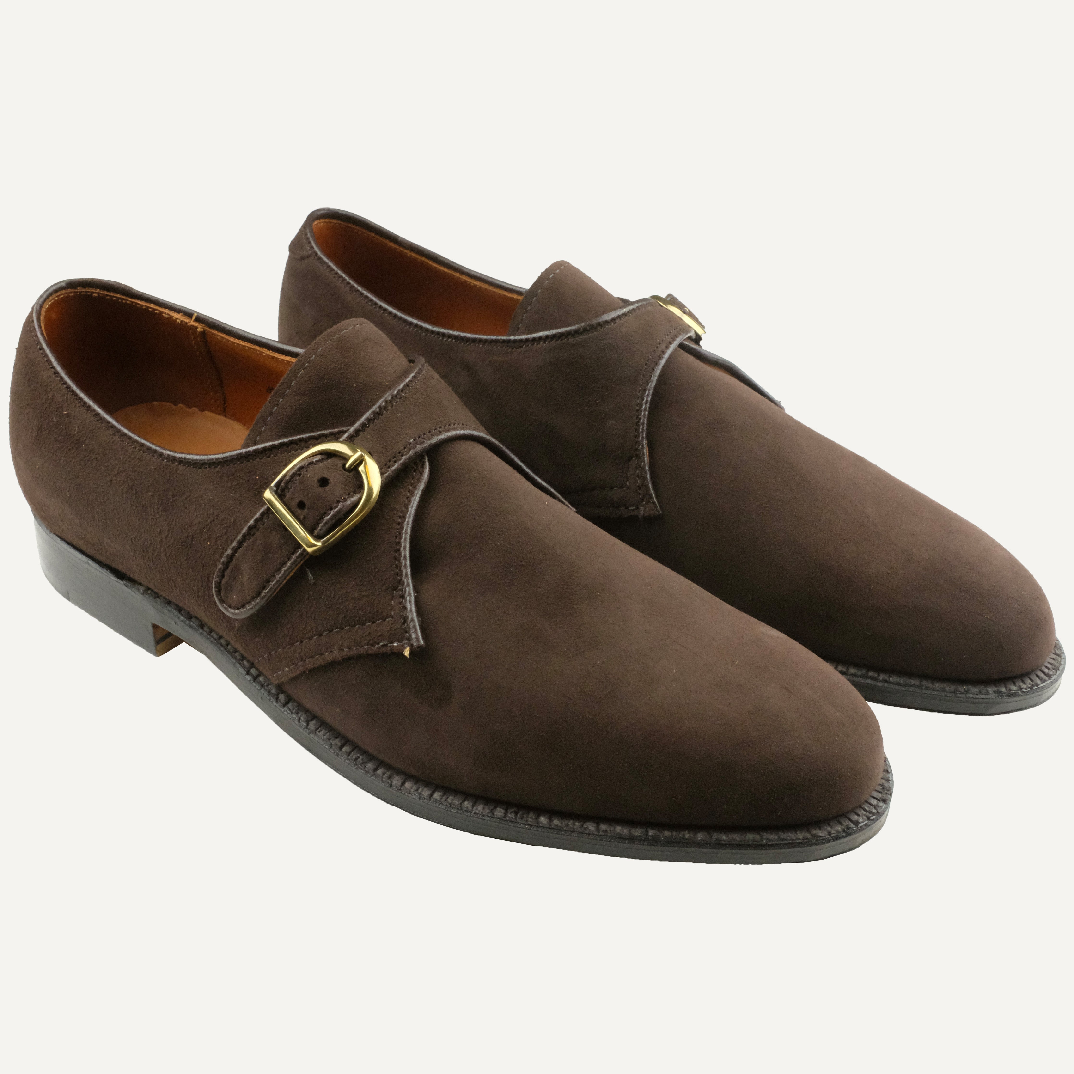 Alden - Mocha Kid Suede Single Monk Strap