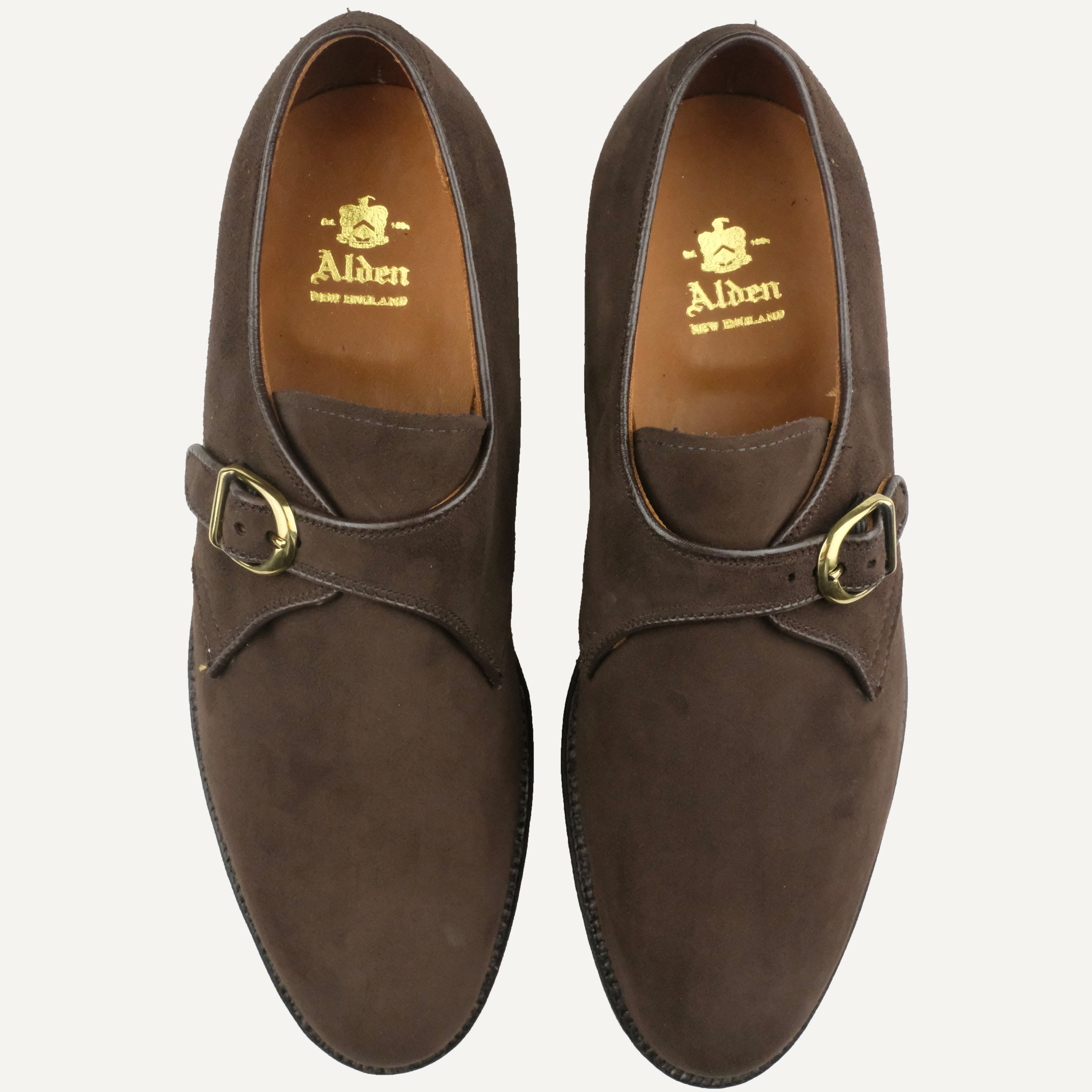 Alden - Mocha Kid Suede Single Monk Strap