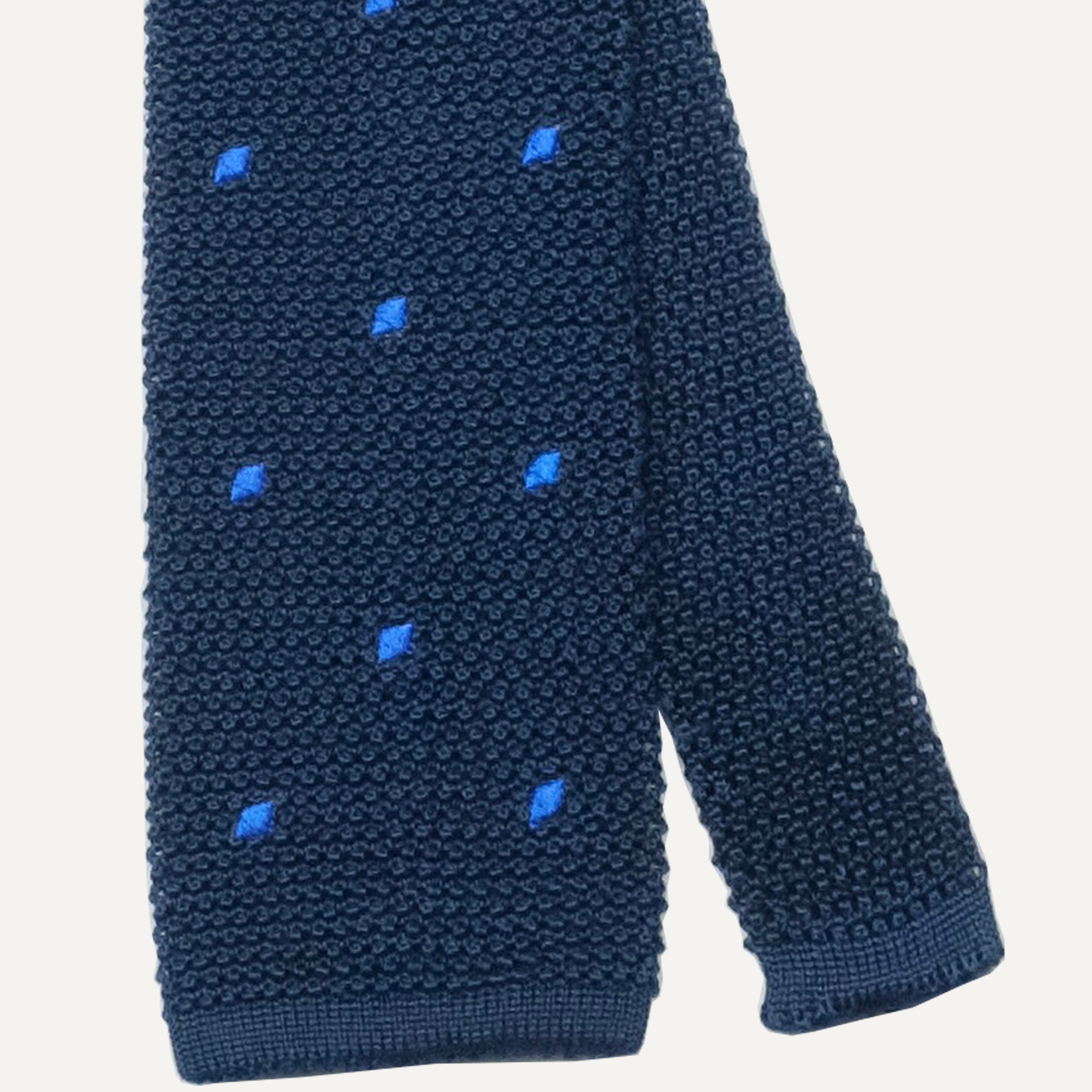 Navy & Blue Dot Silk Knit Tie
