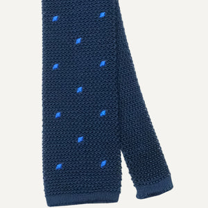 Navy & Blue Dot Silk Knit Tie