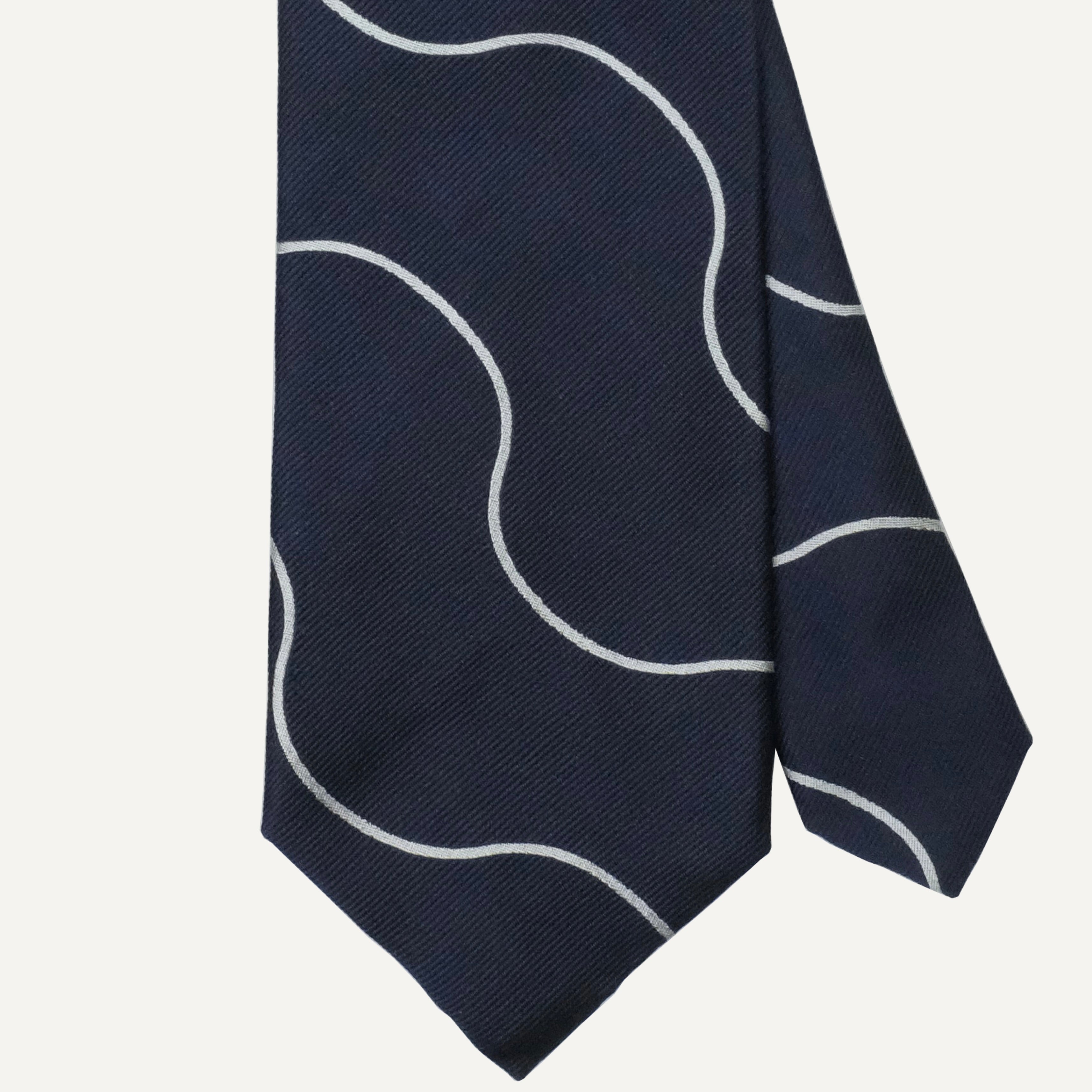Navy Curved Stripe Tie