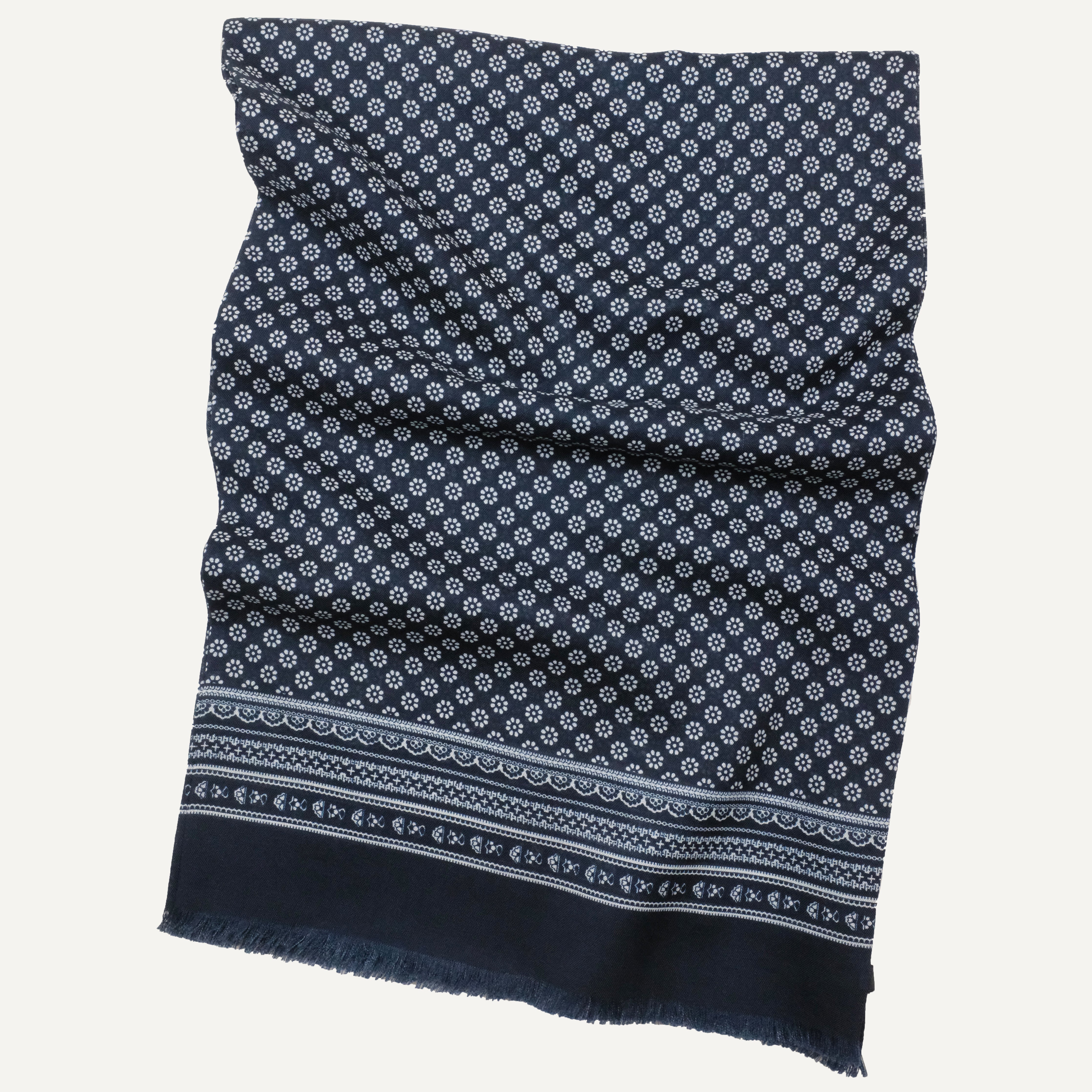 Navy Foulard Print Scarf