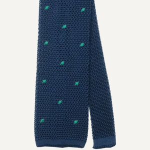 Navy & Green Dot Silk Knit Tie
