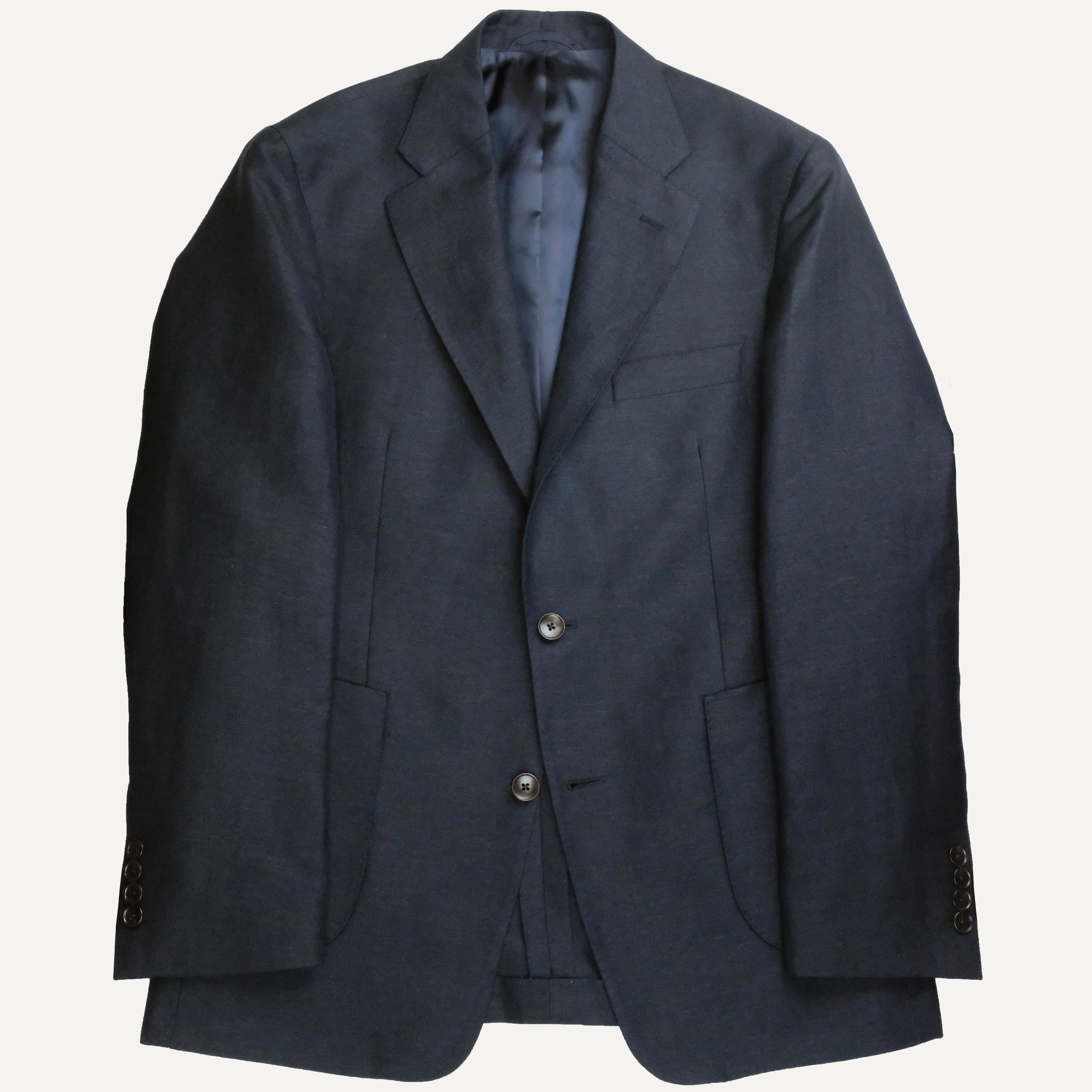 Navy Herringbone Wool & Linen Sport Coat