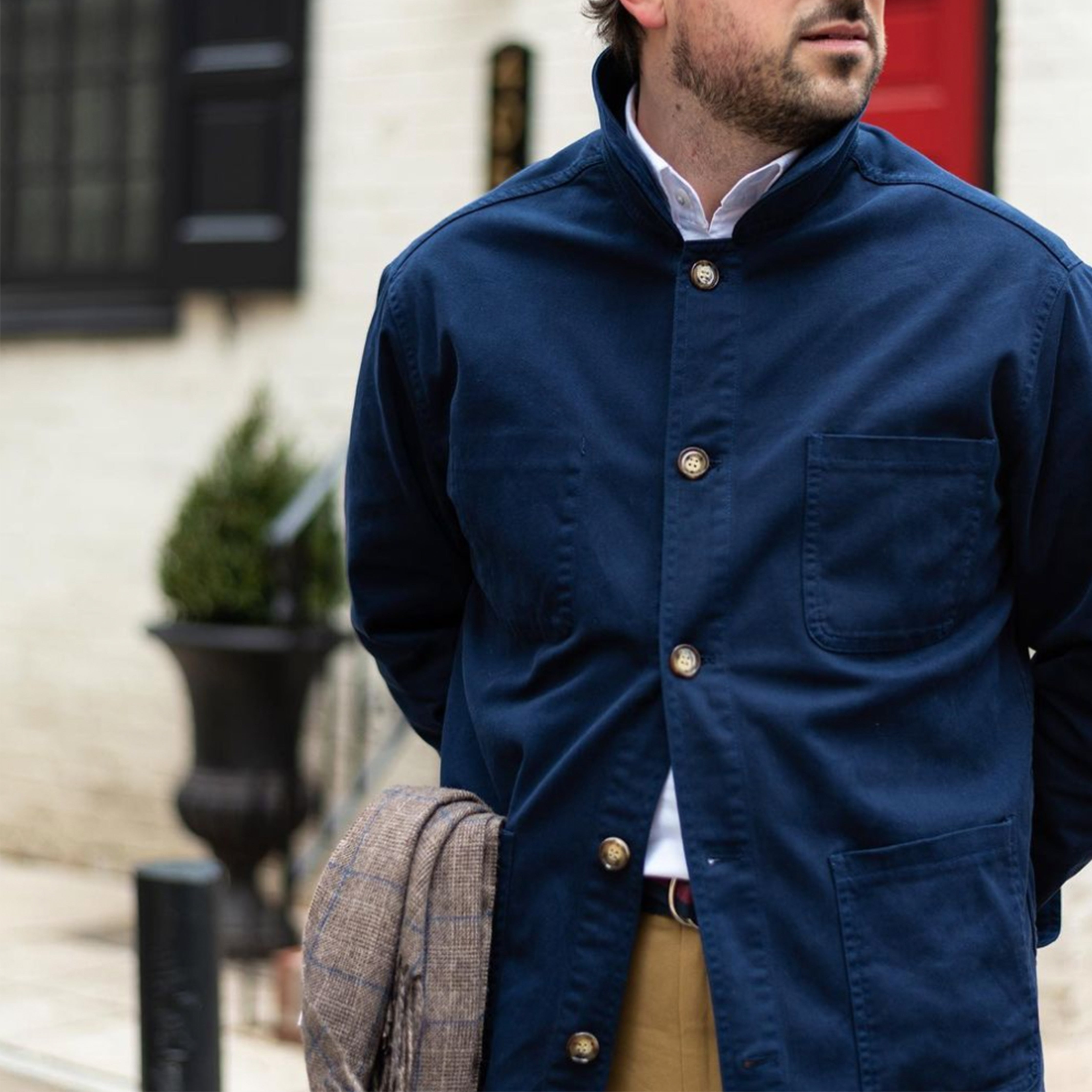 Navy Twill Cotton Work Jacket