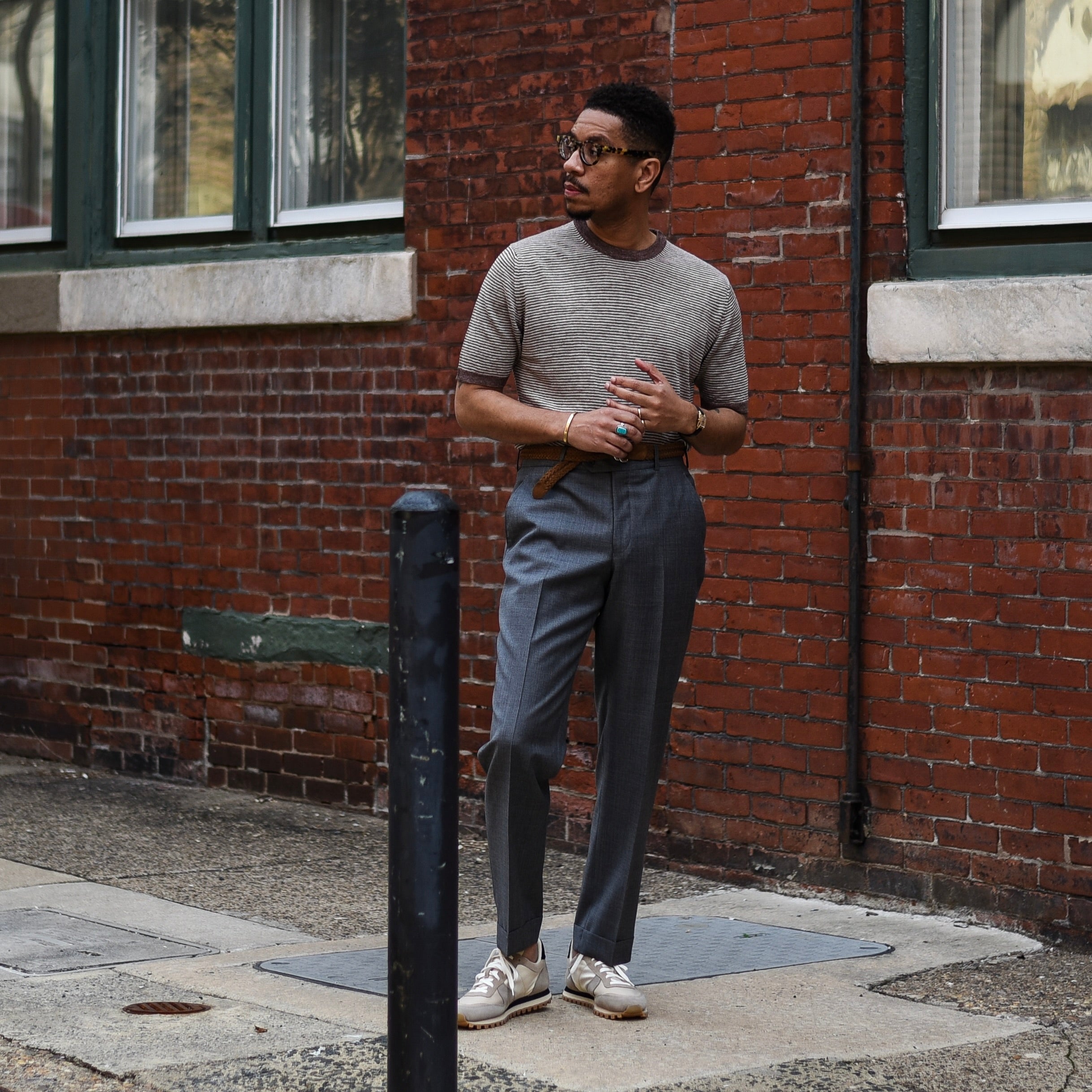 Mid-Grey Sharkskin Wool Dress Trouser