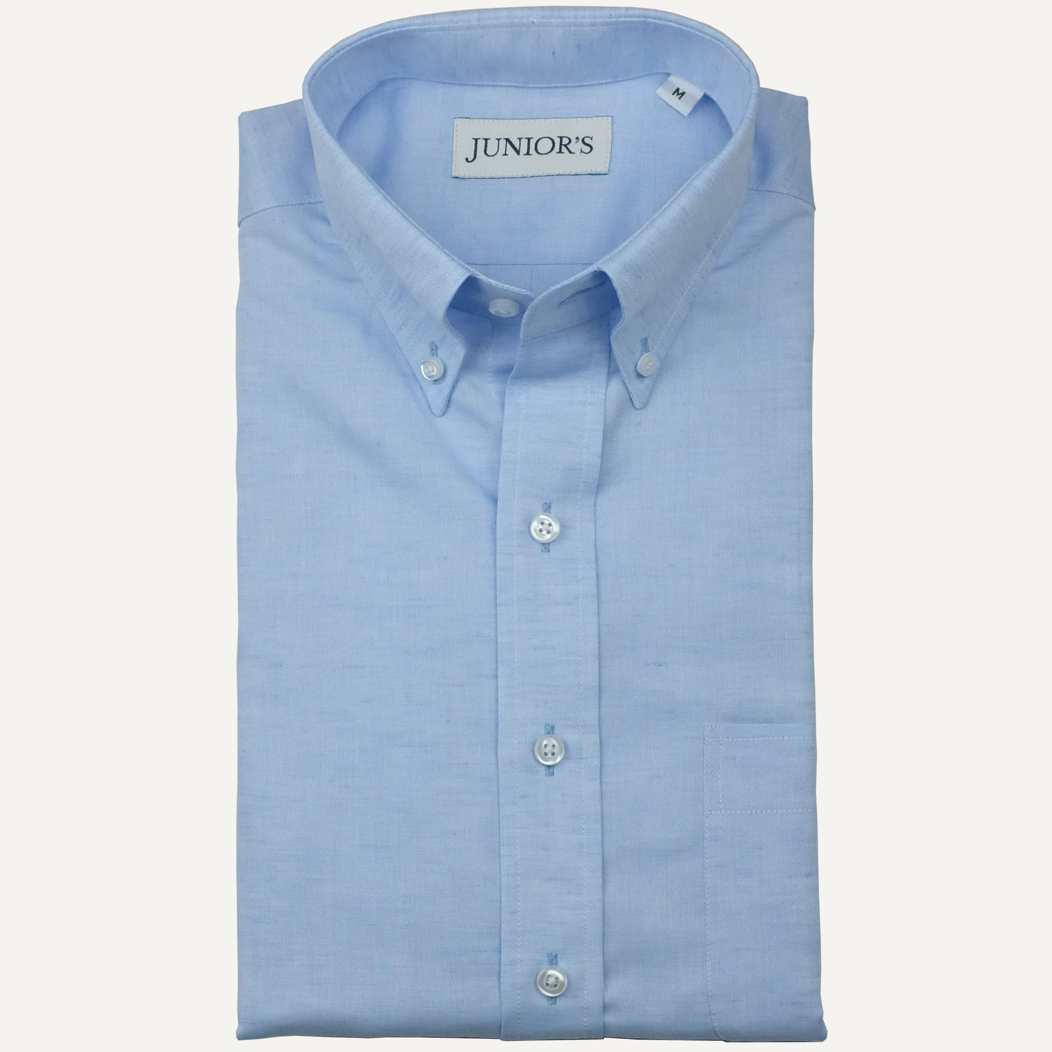 Blue Cotton & Linen Button-Down Sport Shirt