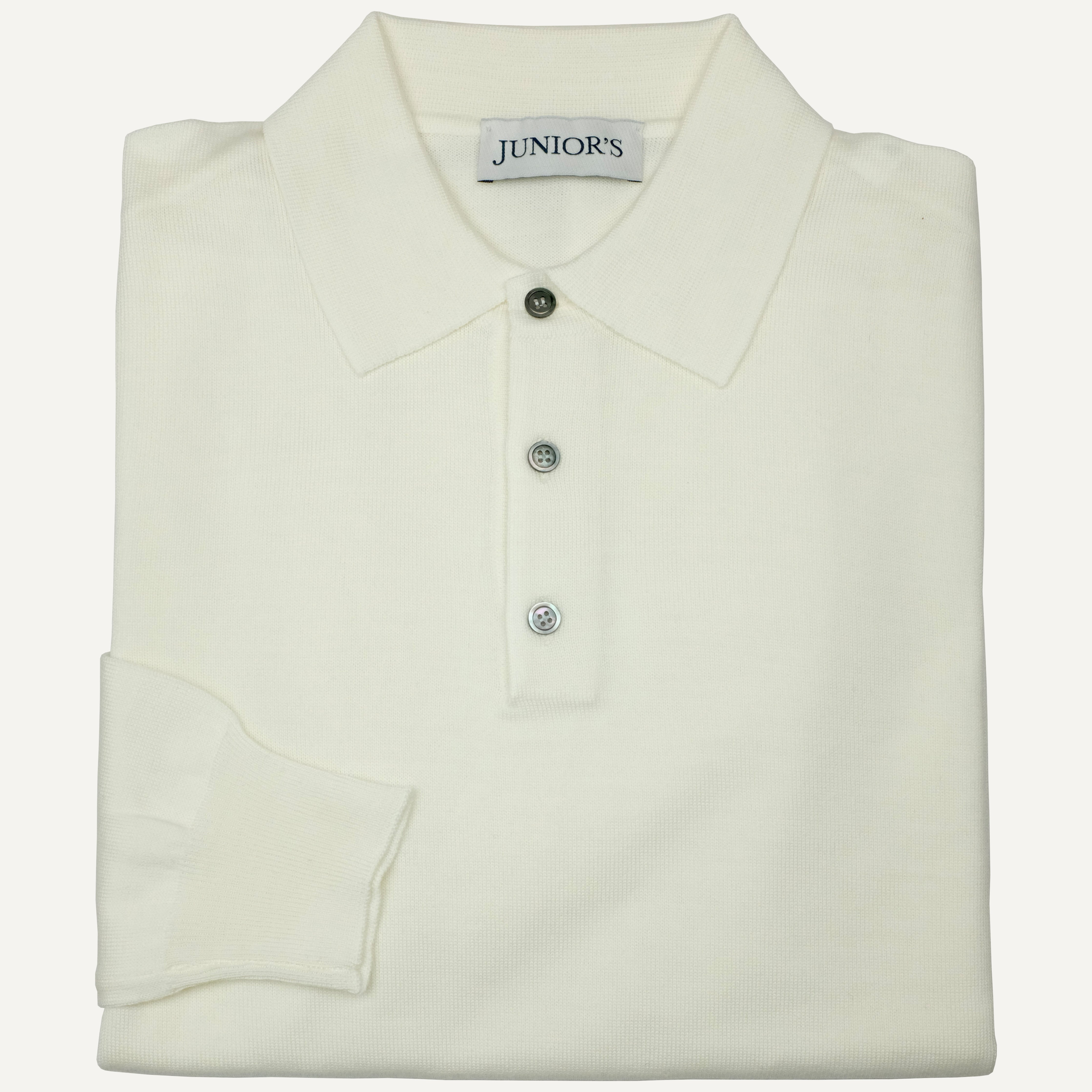 Winter White Merino Long Sleeve Polo