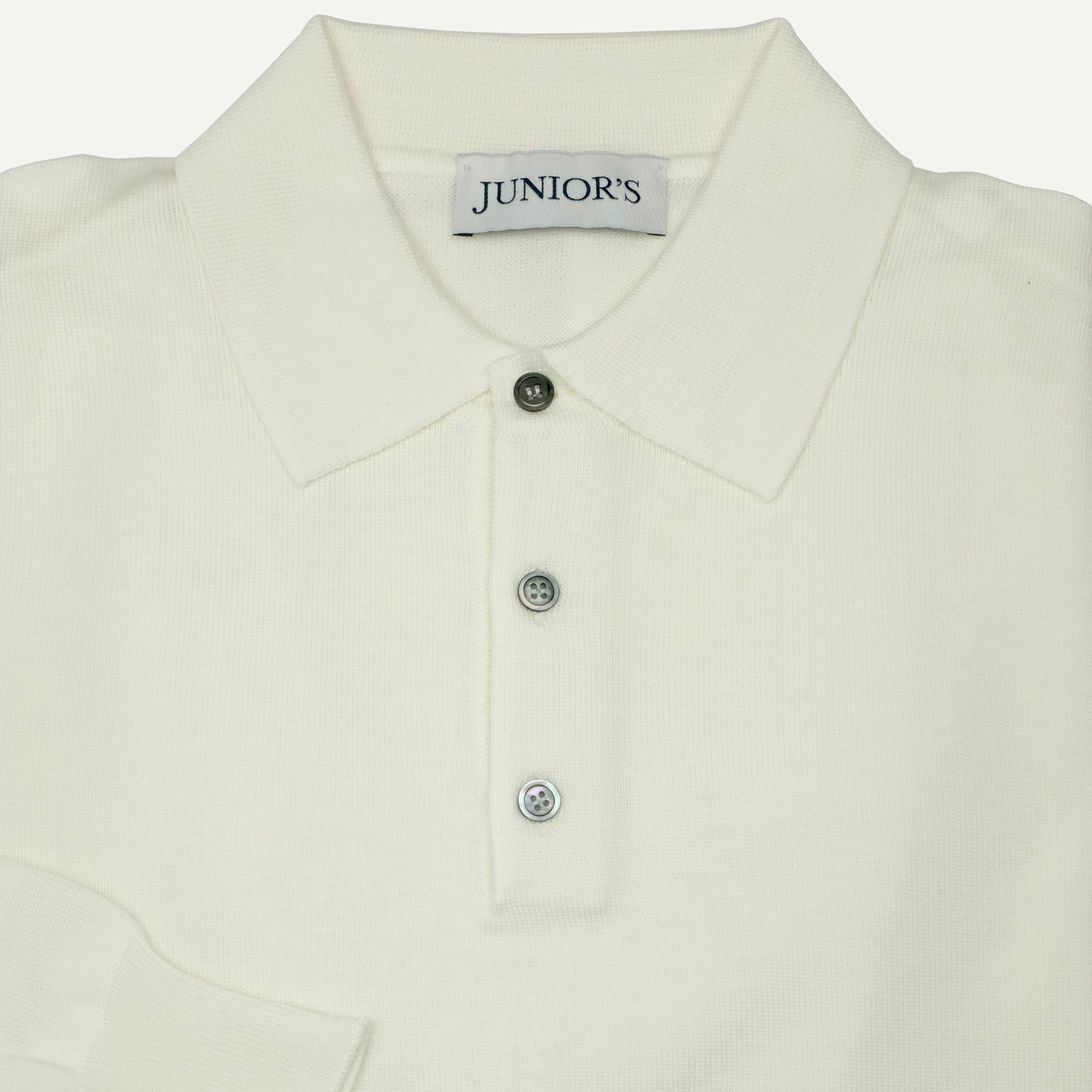 Winter White Merino Long Sleeve Polo