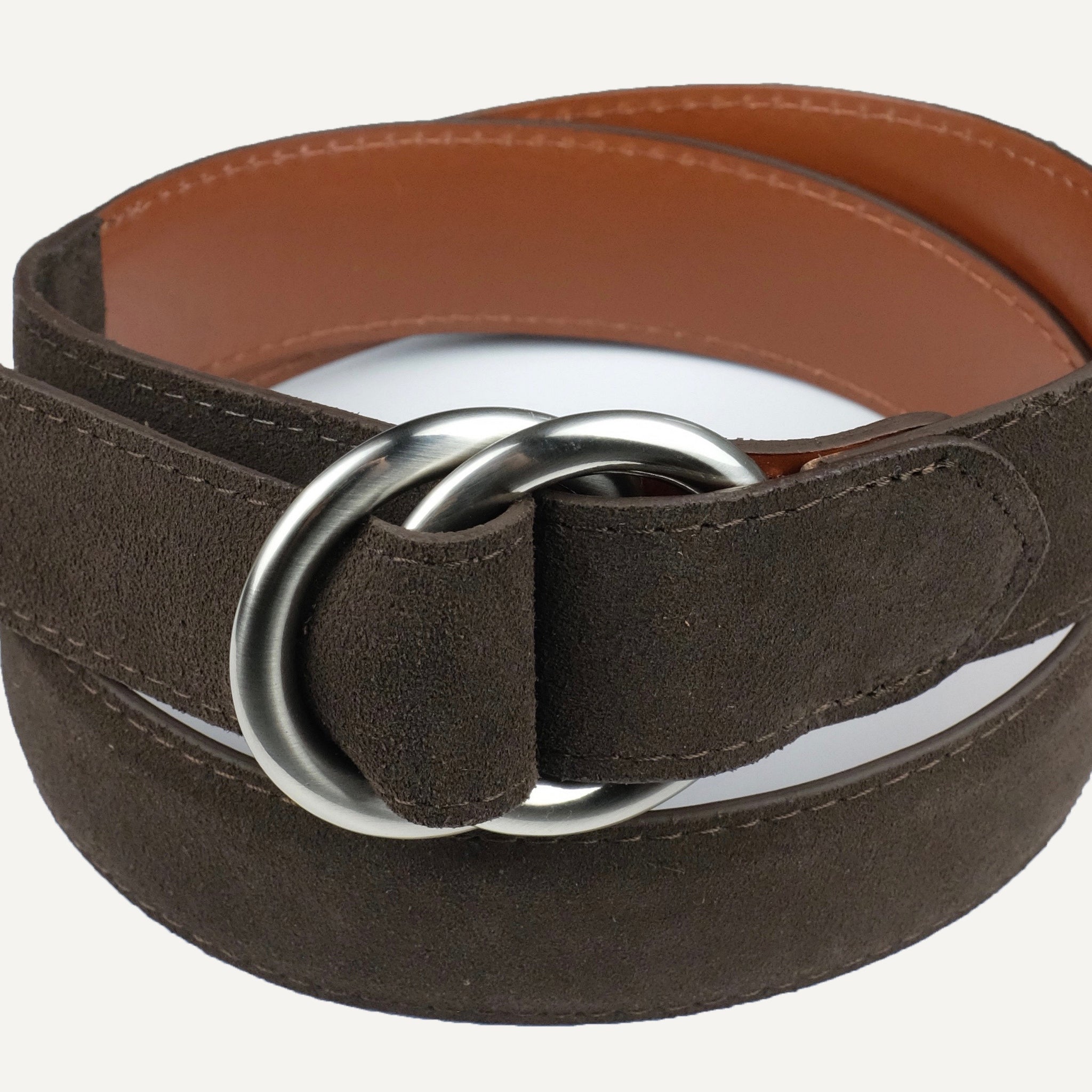 Brown Suede O-Ring Belt - Junior's