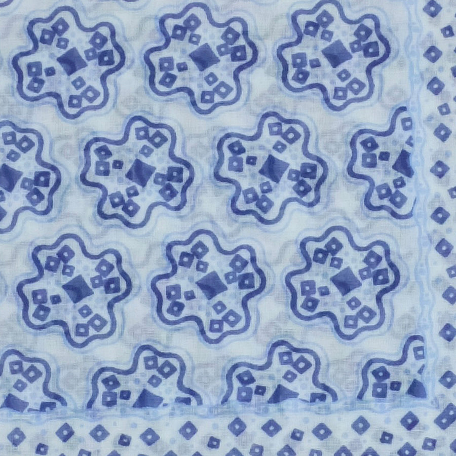 Blue & White Amoeba Print Pocket Square