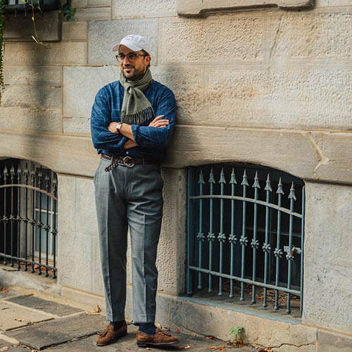 Mid-Grey Sharkskin Wool Dress Trouser