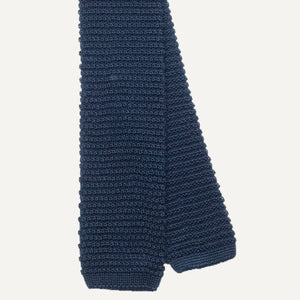 Navy Plain Weave Silk Knit Tie
