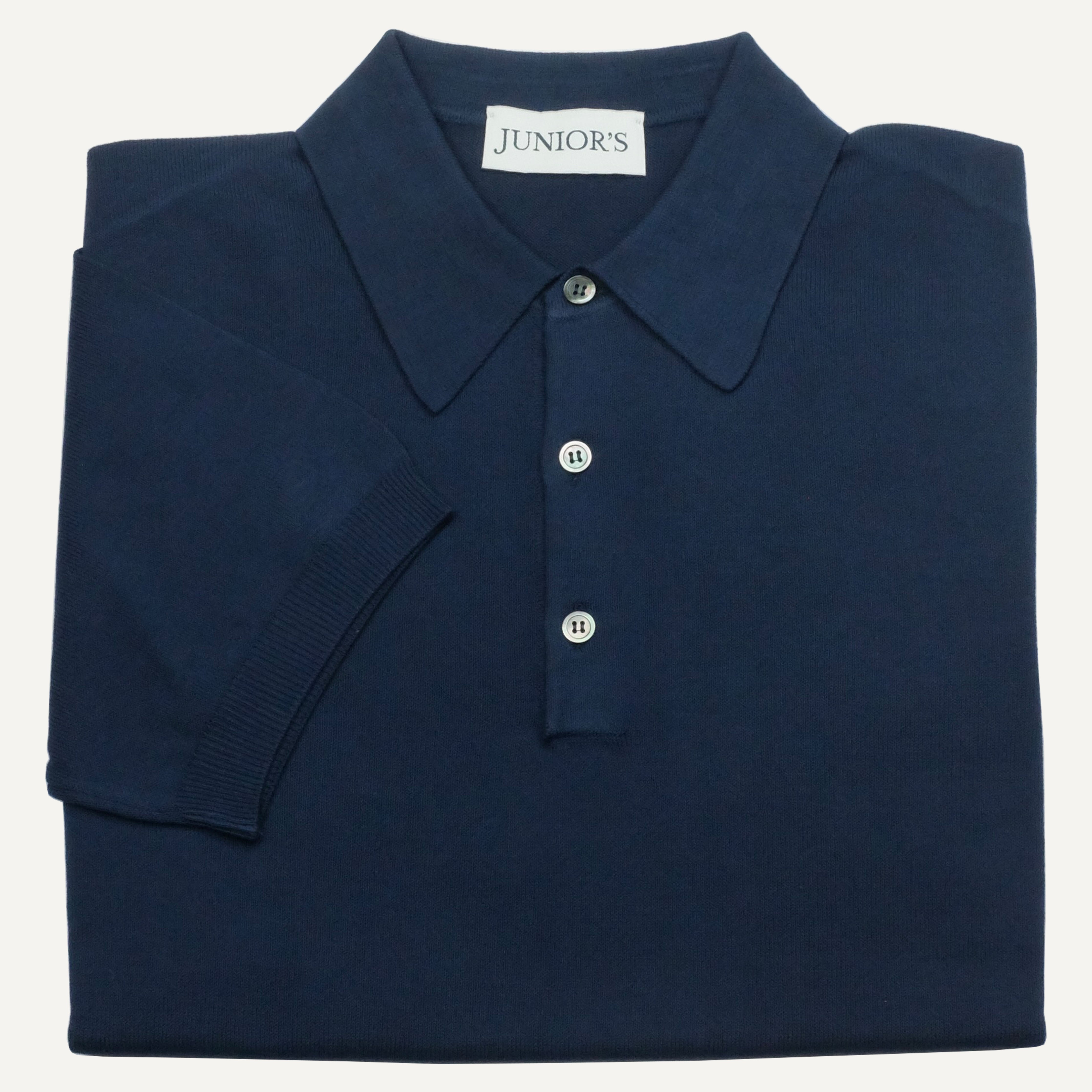 Navy Crepe Cotton Polo