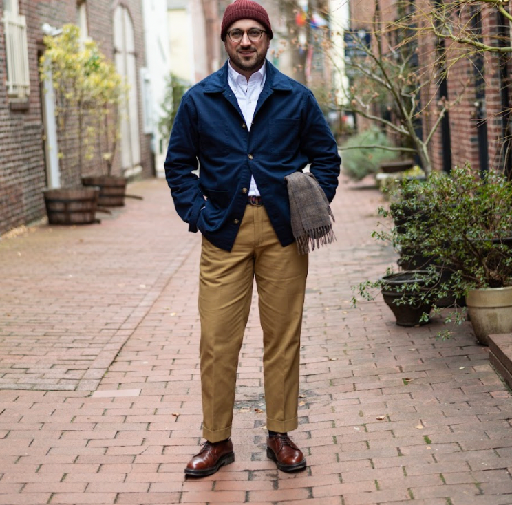 Jacket with 2025 blue chinos