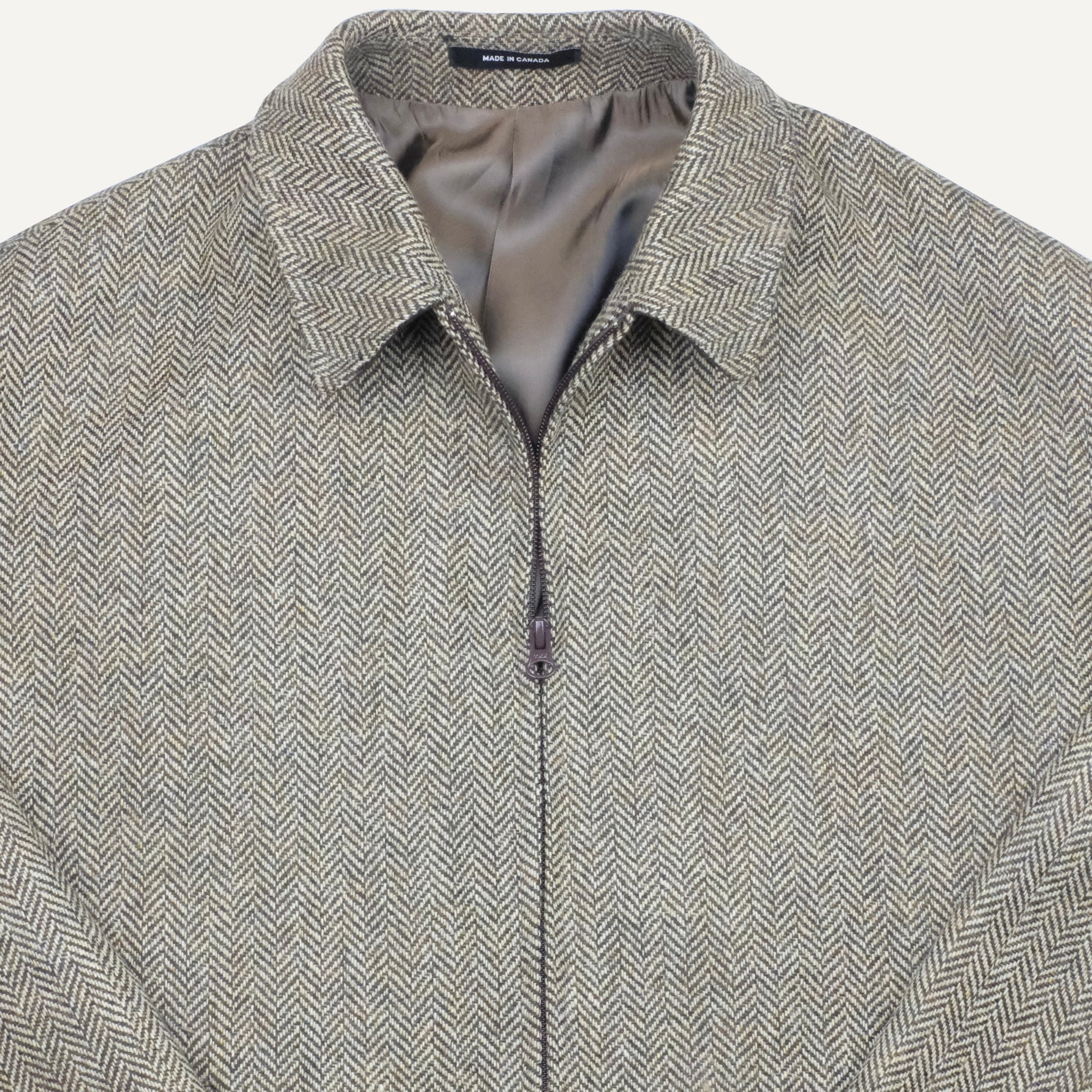 Tan Herringbone Tweed Blouson - Junior's