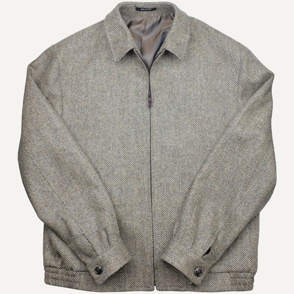 Tan Herringbone Tweed Blouson - Junior's