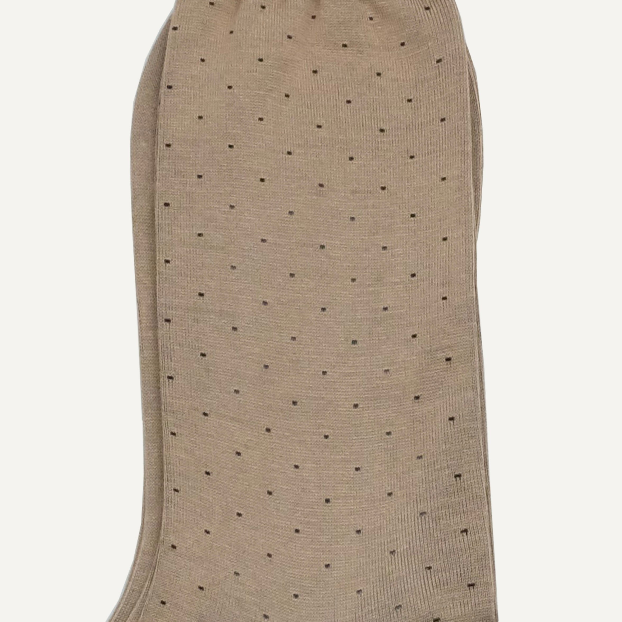 Tan Pin Dot Mid-Calf Sock