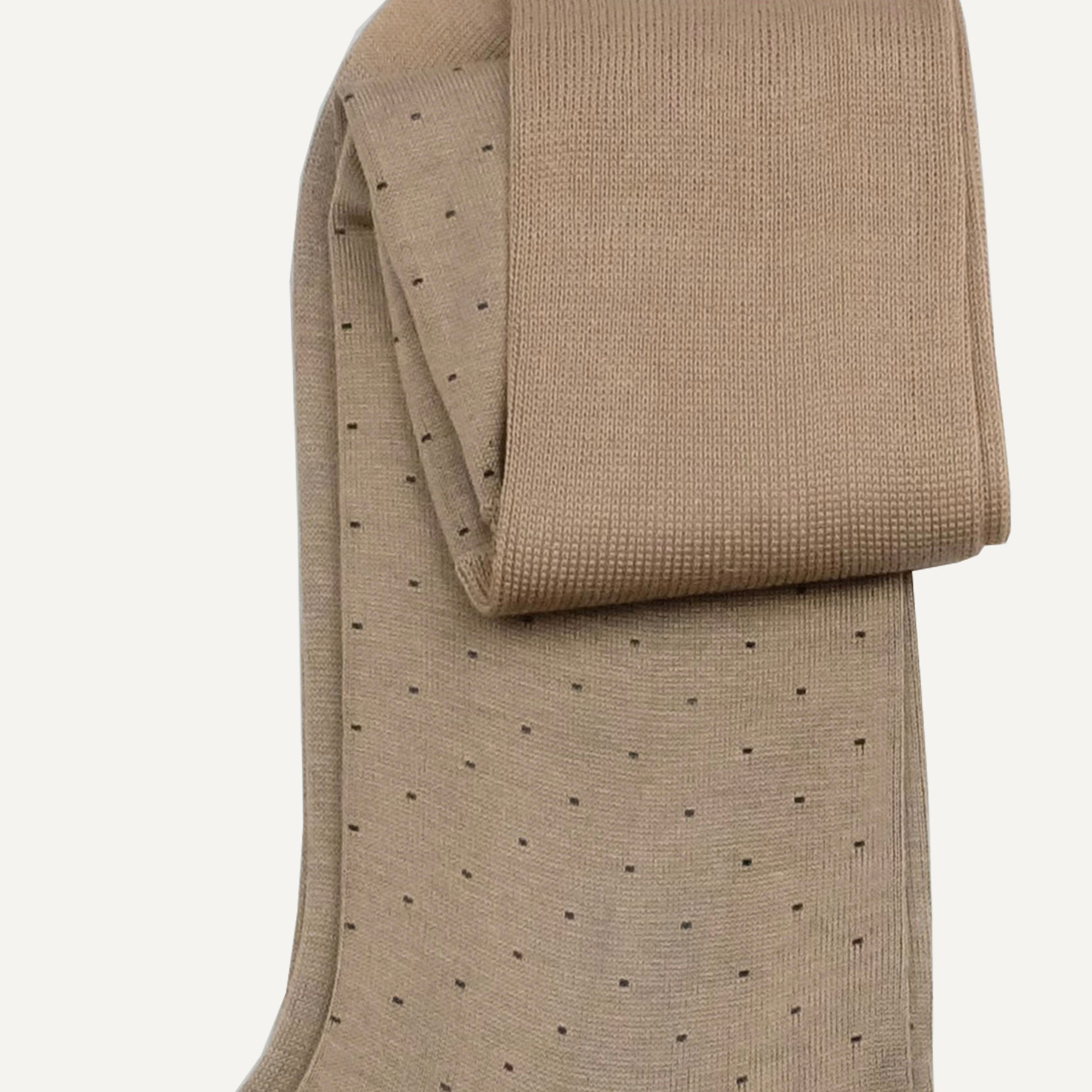 Tan Pin Dot Over-the-Calf Sock