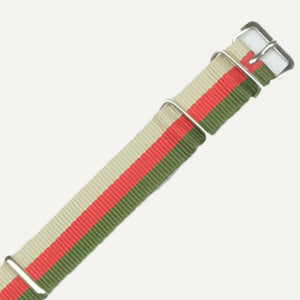 Tan, Red & Green NATO Watch Strap - 18mm